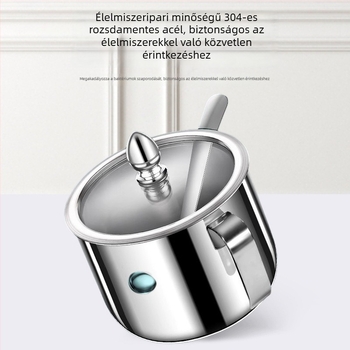 304 rozsdamentes acélból készült fűszeres üvegkészlet, zárható, nedvességálló, kanállal, átlátszó üvegek