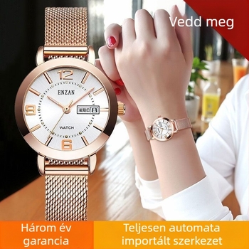 Női vízálló kvarc karóra fényesen világító számlappal, 31 mm tok, rozsdamentes acél szíj, modern stílus