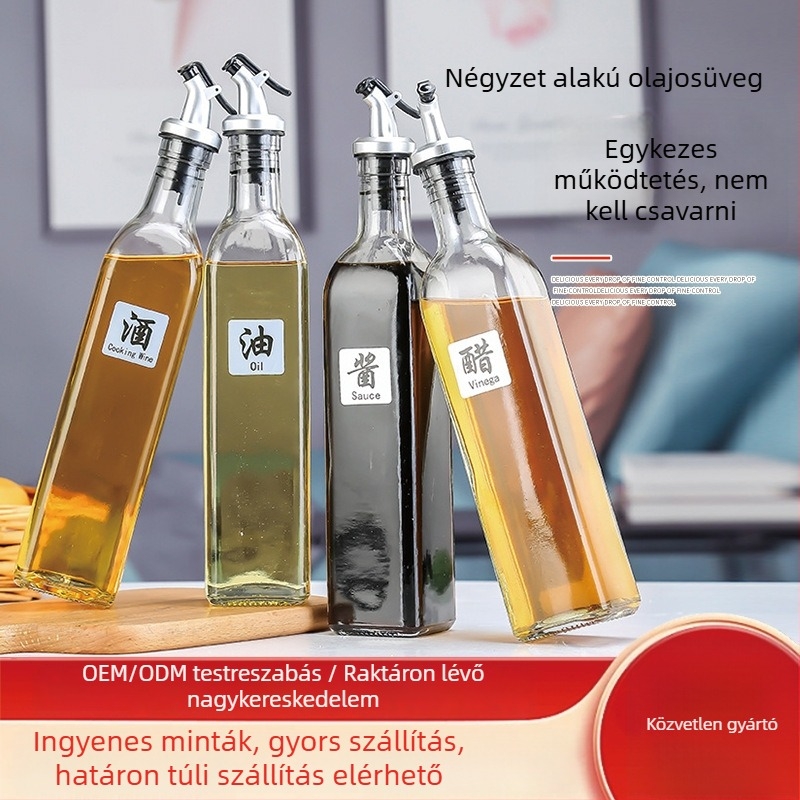 Üveg olajtartó, átlátszó, szivárgásmentes, szósz- és ecetüveg, japán stílusú háztartási konyhai tartó, nagy kapacitású