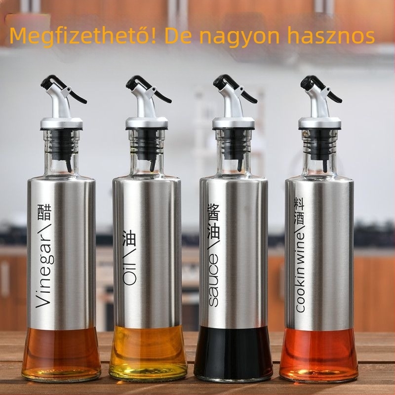 Gravírozott üveg olajtartó és fűszertartó palack állítható adagolóval, nagy kapacitású konyhai tartály, ólommentes kristályüveg, nordikus stílus
