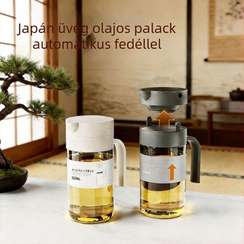Üveg olajtartó automata nyitó-záró fedéllel, szivárgásmentes, japán stílusú ízesítő palack szójaszósz és ecet számára