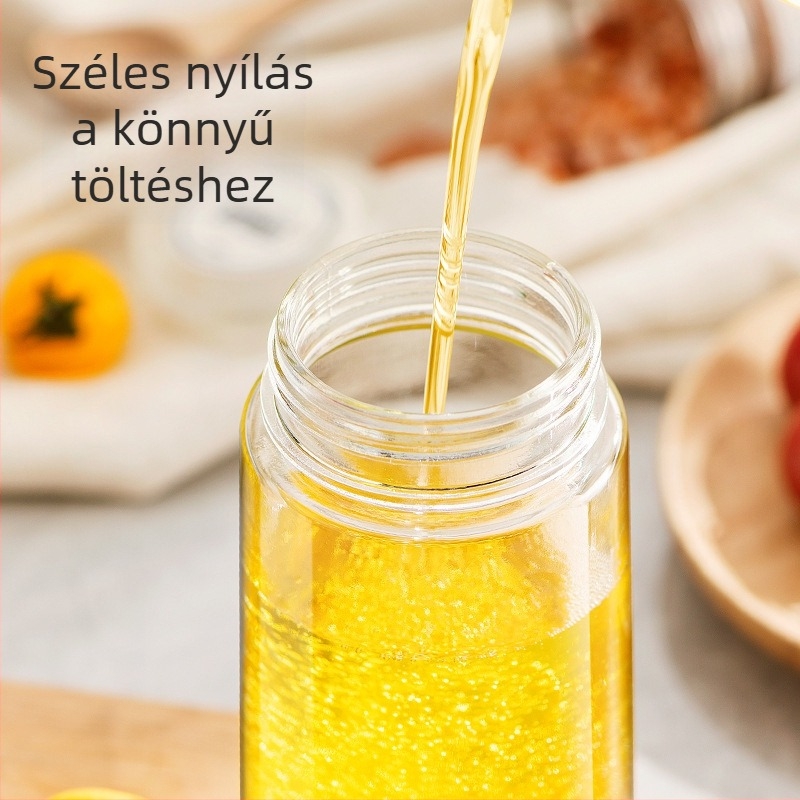 Pimu dizájn üveg olajtartály automatikus nyitás-zárás funkcióval, szója- és ecet adagoló, szivárgásmentes, modern stílus.