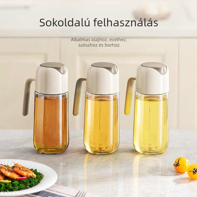 Pimu dizájn üveg olajtartály automatikus nyitás-zárás funkcióval, szója- és ecet adagoló, szivárgásmentes, modern stílus.
