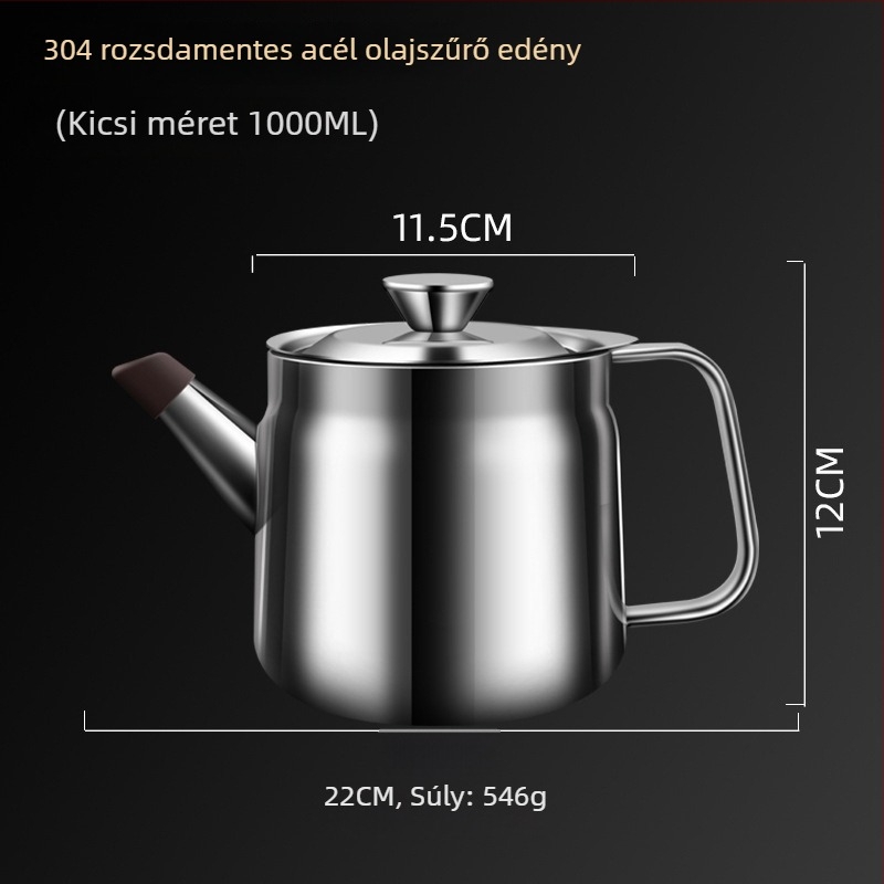 304 rozsdamentes acél olajszűrő edény, nagy kapacitású háztartási használatra, konyhához