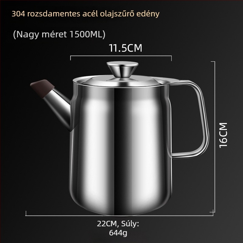 304 rozsdamentes acél olajszűrő edény, nagy kapacitású háztartási használatra, konyhához
