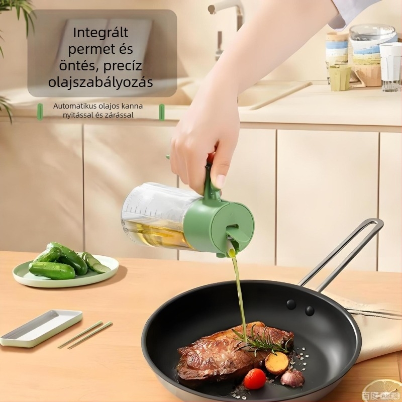 Üvegből készült olajspray palack fogantyúval, konyhai ízesítő adagoló olajhoz és ecethez