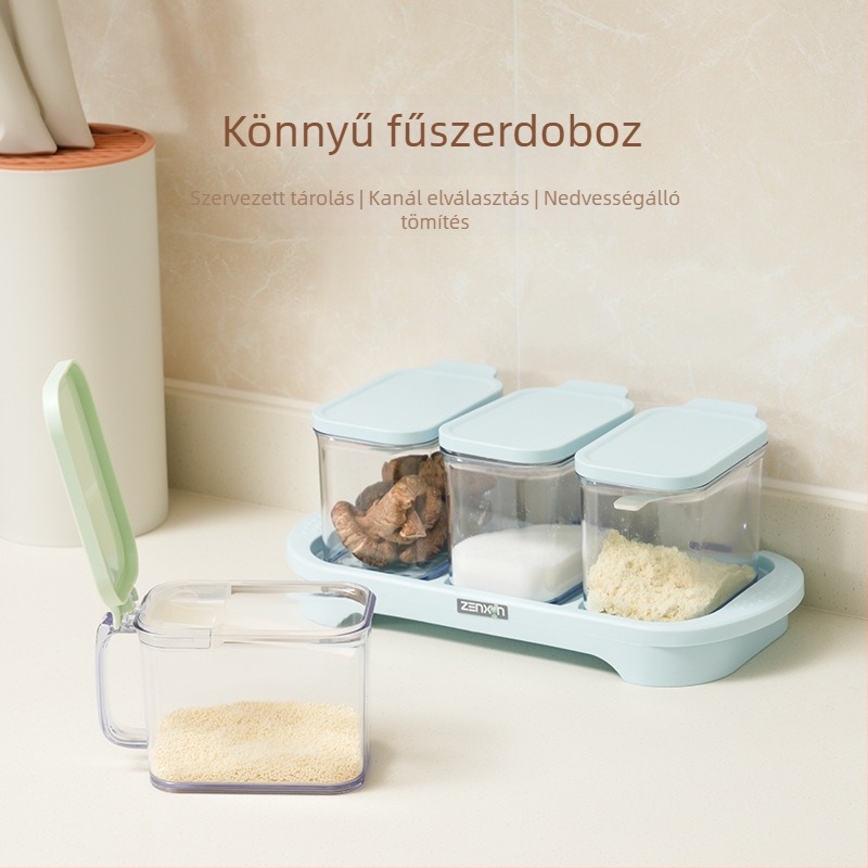 Műanyag fűszeres üveg és sótartó készlet a konyhához – tárolóedények fűszerekhez és MSG üveg