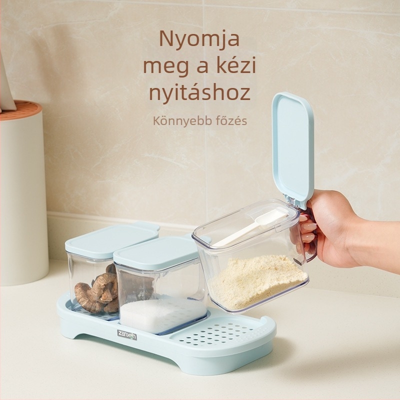 Műanyag fűszeres üveg és sótartó készlet a konyhához – tárolóedények fűszerekhez és MSG üveg
