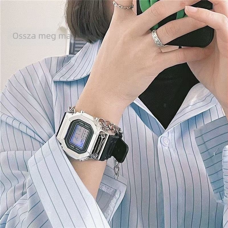 Gyerekeknek szóló óra, négyszögletes számlappal, világító, fiúknak és lányoknak, 42 mm szilikon szíj, iskolásoknak