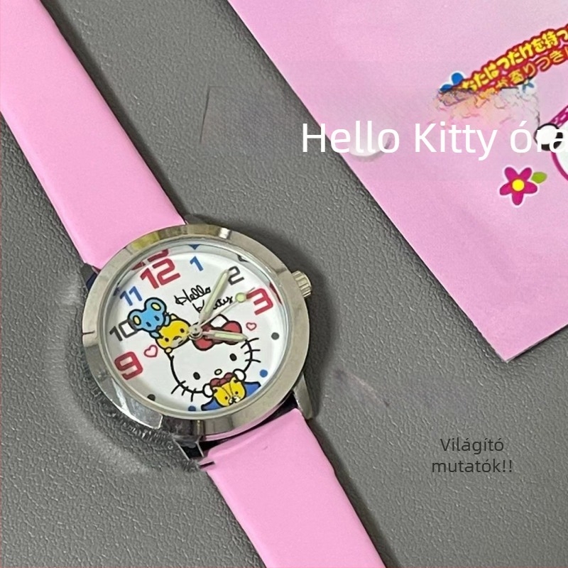 Rajzfilm mintás gyerekóra, világító számlap, műbőr szíj, analóg kvarc, 36 mm