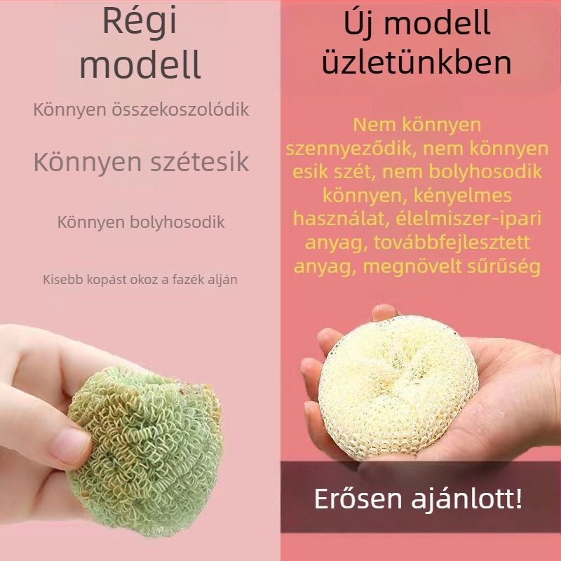 Bambusz rostból készült konyhai tisztító gömb – nem hullajt szálakat, edényekhez és fazekakhoz