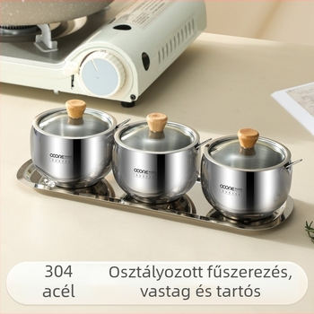 304 rozsdamentes acél fűszeres üvegek készlet kanállal, konyhai tároláshoz