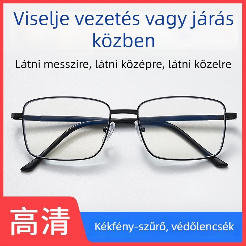 Okos zoomos progresszív olvasószemüveg kékfény- és sugárzás elleni védelemmel, hosszú- és közeli látáshoz