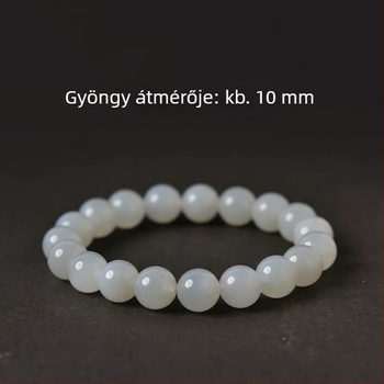 Hetian jáde női karkötő, természetes fehér jáde gyöngyökkel, kézzel készített