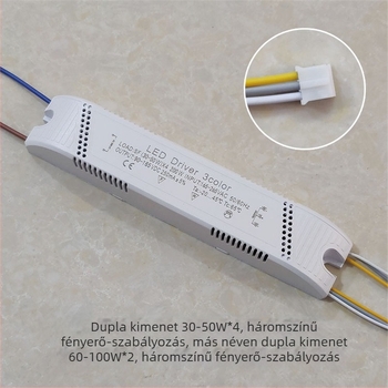 LED mennyezeti lámpa meghajtó, háromszínű szegmentált dimmelés, állandó áram és intelligens kettős színhőmérséklet-szabályozás