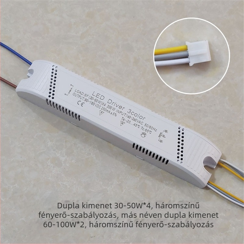 LED mennyezeti lámpa meghajtó, háromszínű szegmentált dimmelés, állandó áram és intelligens kettős színhőmérséklet-szabályozás