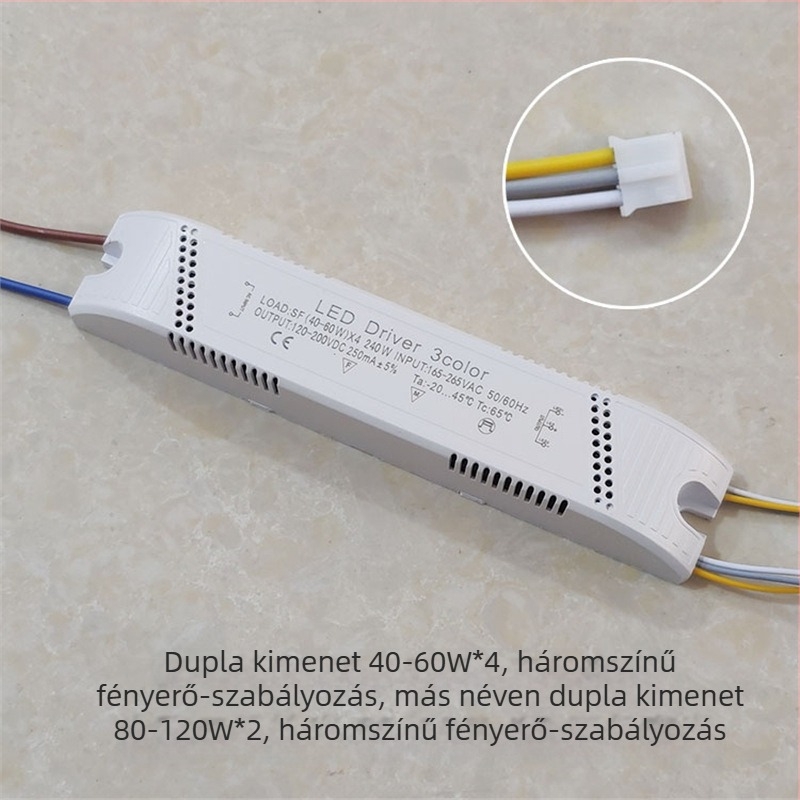LED mennyezeti lámpa meghajtó, háromszínű szegmentált dimmelés, állandó áram és intelligens kettős színhőmérséklet-szabályozás