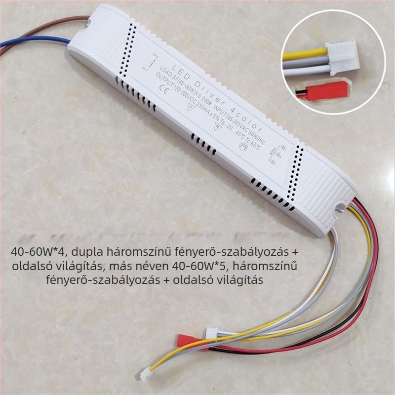LED mennyezeti lámpa meghajtó, háromszínű szegmentált dimmelés, állandó áram és intelligens kettős színhőmérséklet-szabályozás