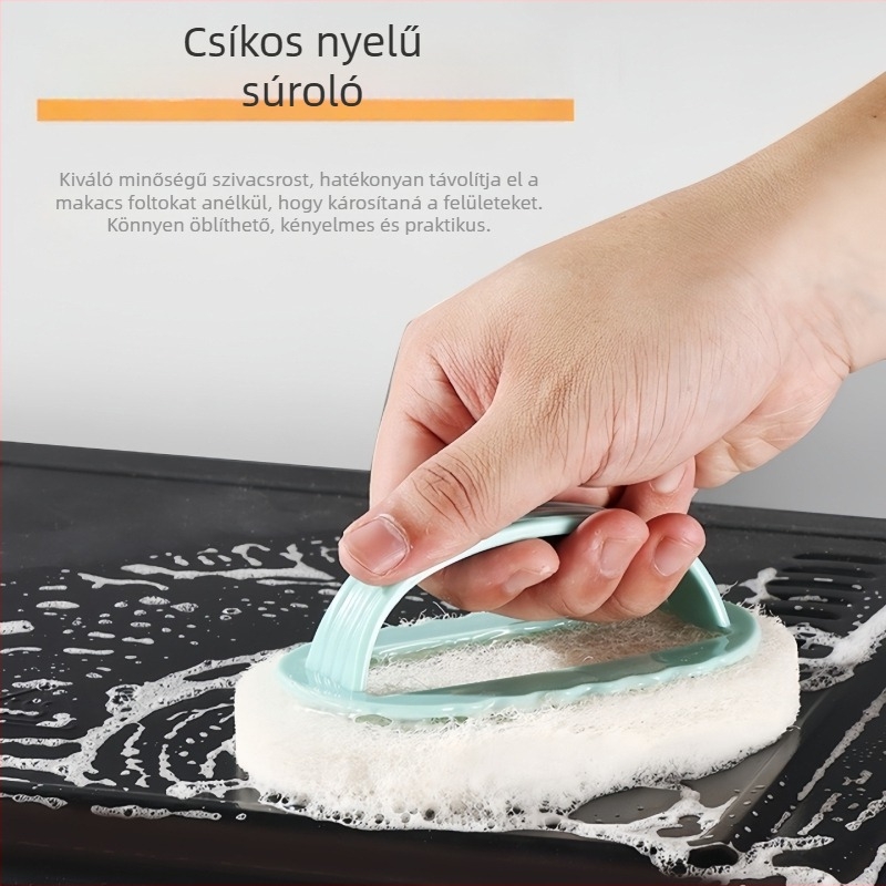 Csempetisztító kefe fürdőszobába és konyhába – tisztítja a csempét, üvegfelületeket, mosdót, munkalapot és edényeket; szivacs a csomagban.