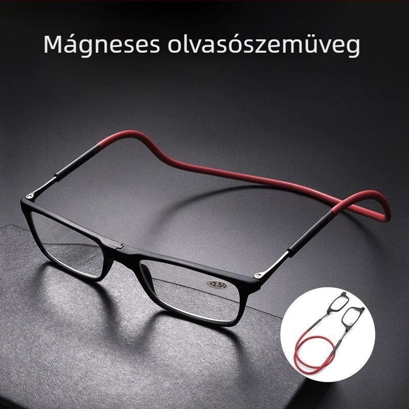 Mágneses nyakba akasztható olvasószemüveg presbiopára, összecsukható, hordozható, kékfény-szűrővel, uniszex