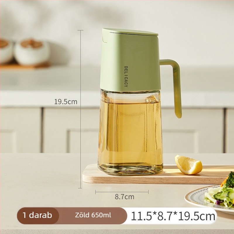 Családi üveges olajtartó nagy kapacitású, automatikus nyitás-zárás, csepegésmentes, konyhai olajtartó üveg, szója- és szezámolajat is kiszolgáló