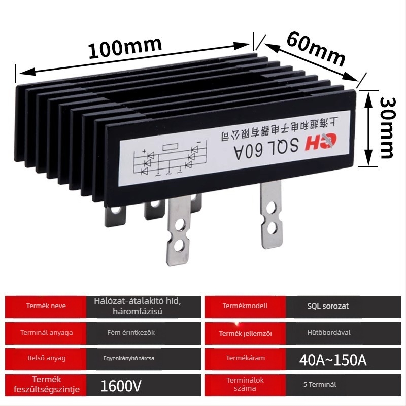 CHKL SQL100A1000V Diódás híd, SQL100A(100×60), Háromfázisú