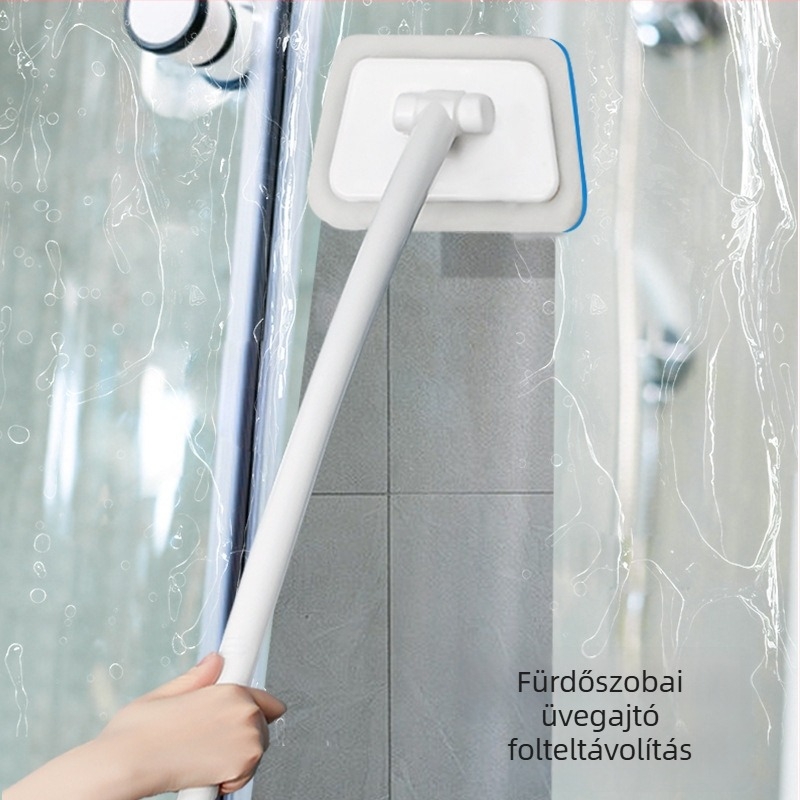 Többcélú falra szerelhető fürdőszobai kefe hosszú nyéllel, mosható, cserélhető fej, a kádhoz, csempéhez és üveghez