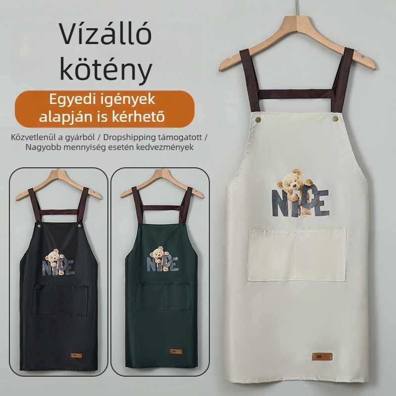 Ujjatlan kötény PVC-ből, vízálló, uniszex, egy méret, éttermek, kávézók és otthoni konyha számára, rajzfilm állatmintás.