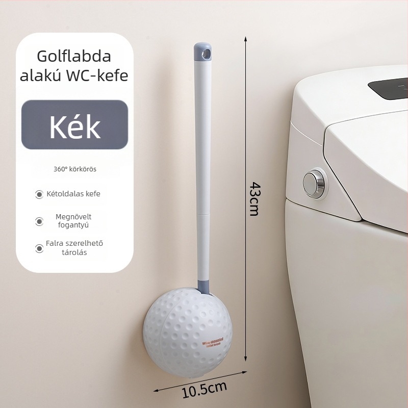 Golf falra szerelhető WC-kefe, kétoldalas puha gumi, otthoni vécé-kefe, sarok nélküli kivitel, fúrás nélkül, hosszú nyél a fürdőszobába