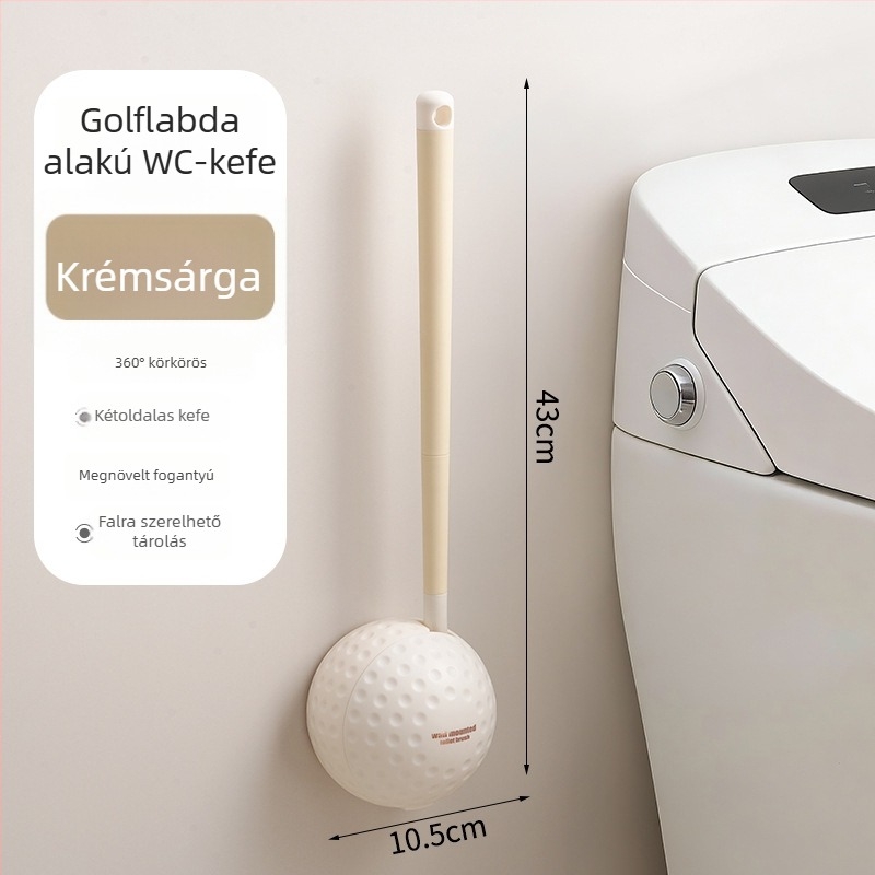 Golf falra szerelhető WC-kefe, kétoldalas puha gumi, otthoni vécé-kefe, sarok nélküli kivitel, fúrás nélkül, hosszú nyél a fürdőszobába