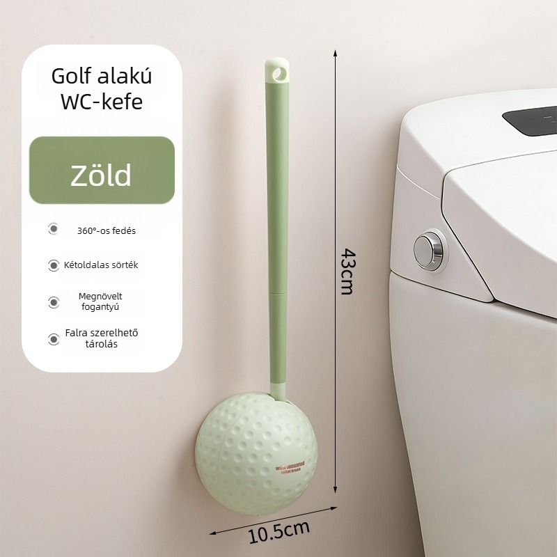 Golf falra szerelhető WC-kefe, kétoldalas puha gumi, otthoni vécé-kefe, sarok nélküli kivitel, fúrás nélkül, hosszú nyél a fürdőszobába