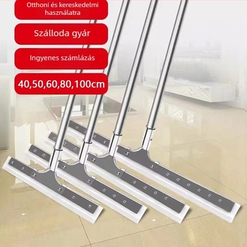 Rozsdamentes acél padlókaparó és squeegee kereskedelmi tisztításra – szállodák, gyárak, KTV-k és bevásárlóközpontok számára, szilikon penge