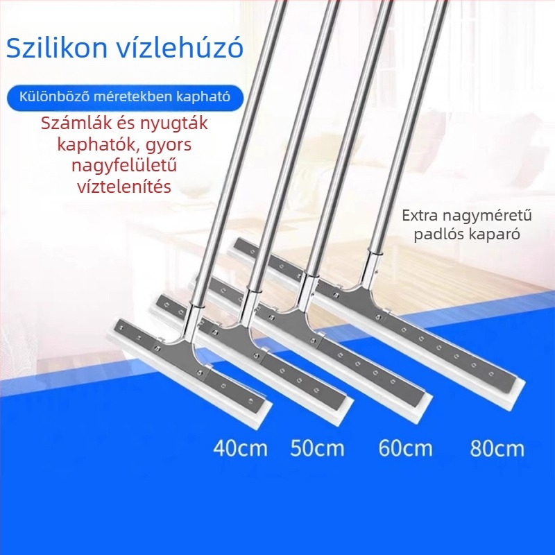 Rozsdamentes acél padlókaparó és squeegee kereskedelmi tisztításra – szállodák, gyárak, KTV-k és bevásárlóközpontok számára, szilikon penge