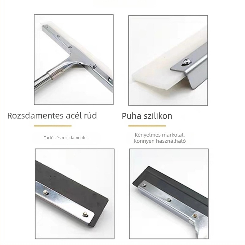 Rozsdamentes acél padlókaparó és squeegee kereskedelmi tisztításra – szállodák, gyárak, KTV-k és bevásárlóközpontok számára, szilikon penge