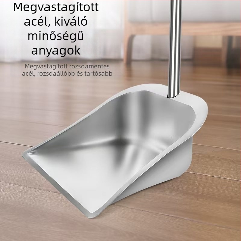Rozsdamentes acél söpörő- és porlapát készlet, két részes, nagy méretű padlótisztításhoz