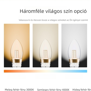Üveg borítású LED gyertyavilágító izzó, E14/E27 menetes alap, hegyes farokkal, kristálycsillárhoz