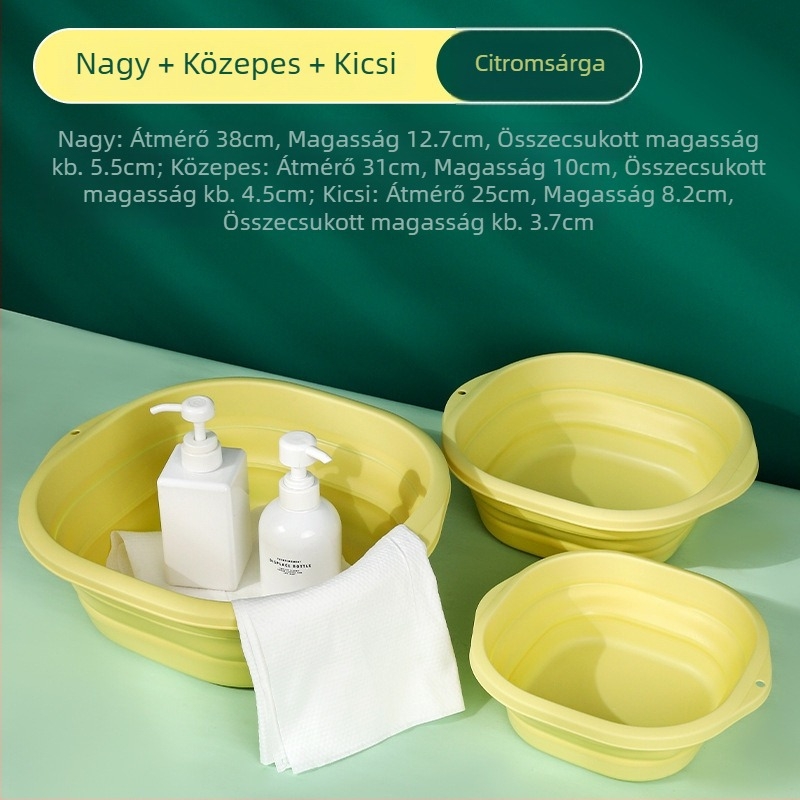 Összecsukható műanyag mosdókagyló – nagy, közepes és kicsi méretben, könnyen szállítható otthoni és kollégiumi használatra