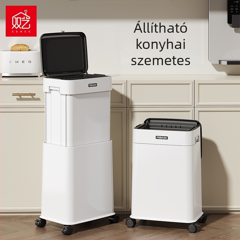 Shuangyi konyhai szemetes, kerékkel, nagy kapacitású, felnyitható fedél