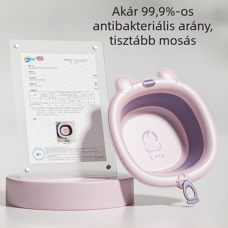 Összehajtható akasztós babafürdőedény – újszülötteknek, kompakt, hordozható