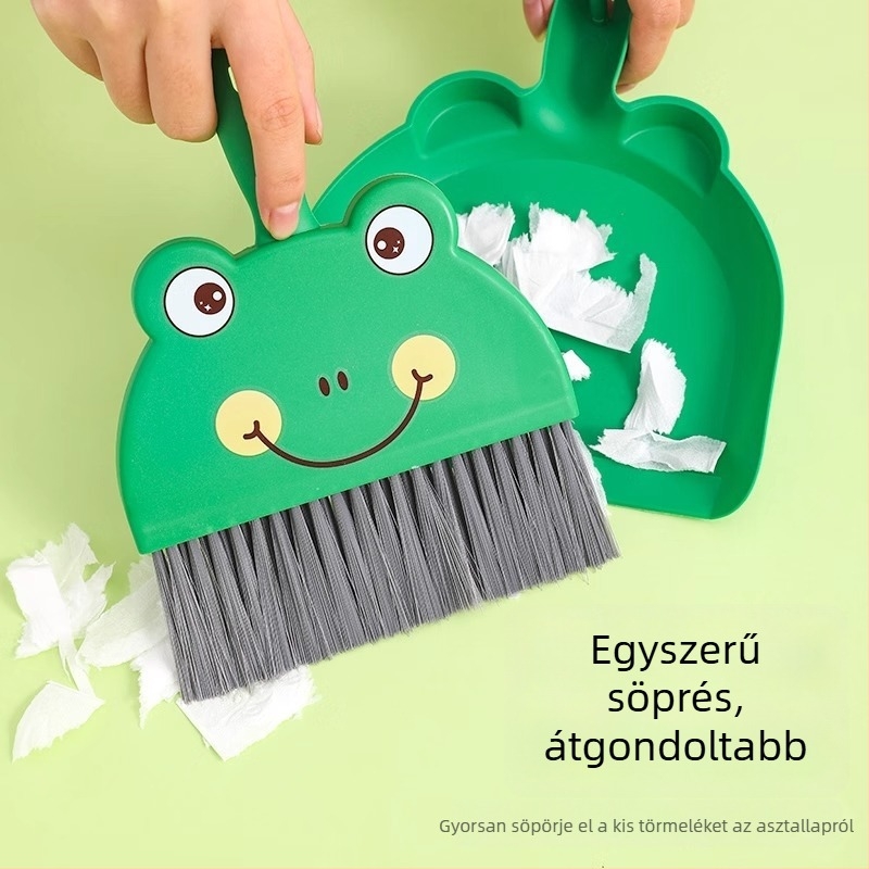 Háztartási kis seprű és porlapát készlet az asztal tisztításához, poroló kefével