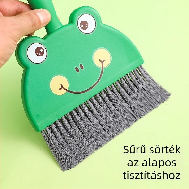 Háztartási kis seprű és porlapát készlet az asztal tisztításához, poroló kefével