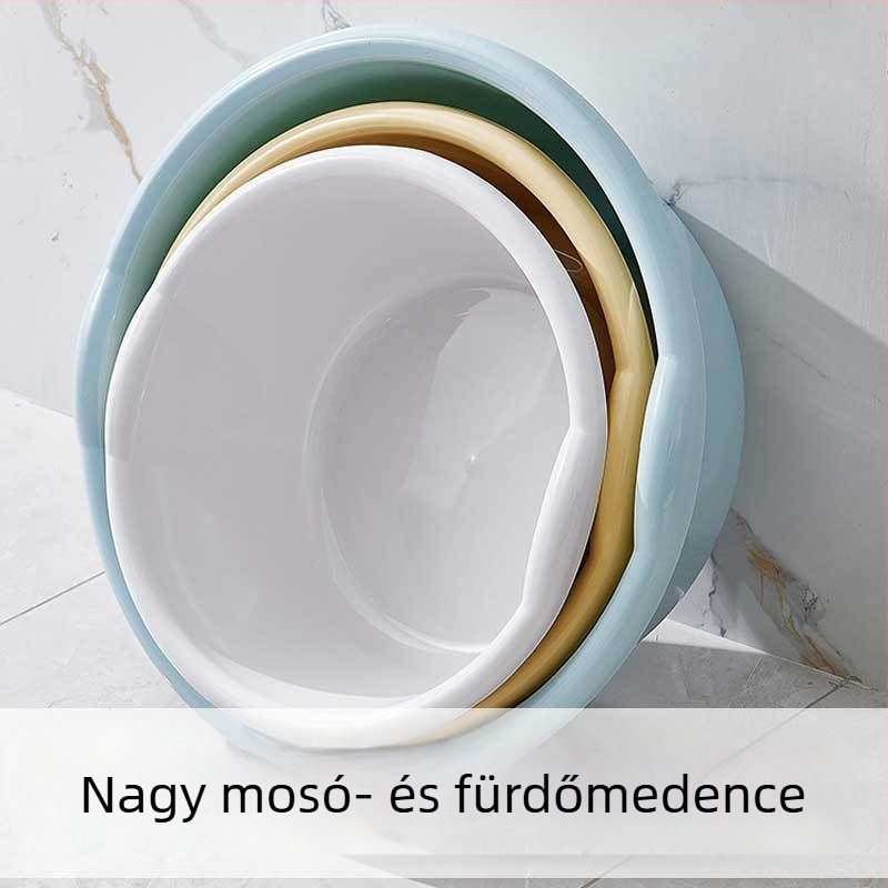 Nagy kör alakú műanyag babafürdőkád mélyített belsejével, háztartási használatra
