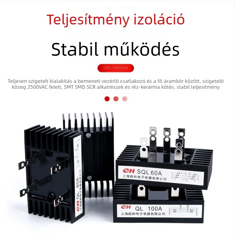 Raktáron egyfázisú híd-egyenirányító nagy teljesítményű hűtéssel, modell QL100A1600V