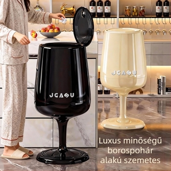 12 L kapacitású PP szemetes, nyomásra nyíló fedéllel, illat elleni védelem, otthoni-konyhai használatra, U-alakú forma, luxus megjelenés