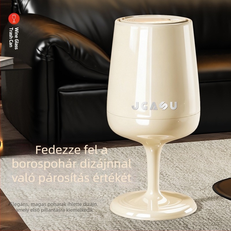12 L kapacitású PP szemetes, nyomásra nyíló fedéllel, illat elleni védelem, otthoni-konyhai használatra, U-alakú forma, luxus megjelenés