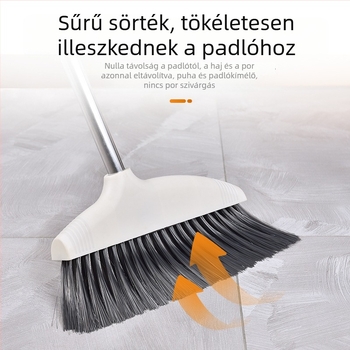 Háztartási seprű és por-törlő lapát készlet, 2 darabos, megerősített nyél, tapadásmentes, hálószoba