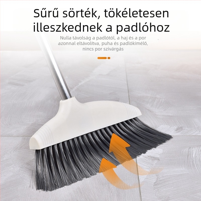 Háztartási seprű és por-törlő lapát készlet, 2 darabos, megerősített nyél, tapadásmentes, hálószoba