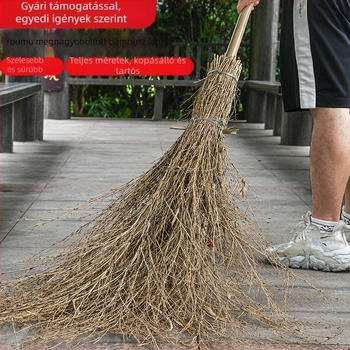 Hagyományos bambusz seprő kültéri használatra, nagy méret, levelek söprésére