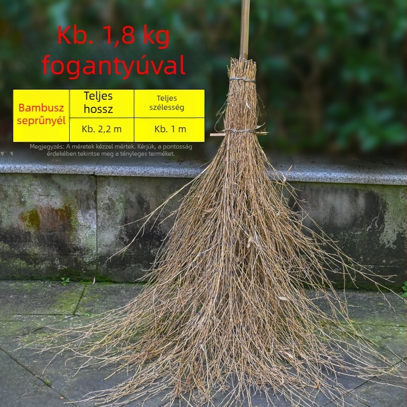 Hagyományos bambusz seprő kültéri használatra, nagy méret, levelek söprésére