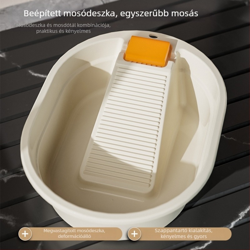Beépített mosómedence mosódeszkával, vastag műanyagból, nagy multifunkcionális mosómedence otthoni használatra, alkalmas babák és diákszállások számára